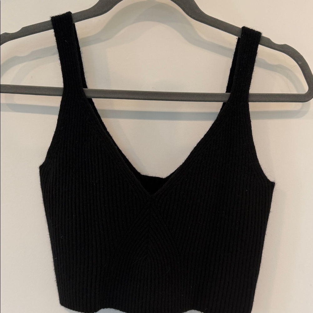 J. Crew Black Ribbed Crop Top